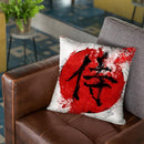 Kanji Samurai Throw Pillow By Nikita Abakumov