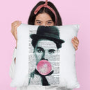 Charlie Chaplin With Bubble Gum Throw Pillow By Not Much To Say