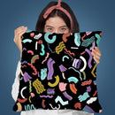 Curly And Zigzag Stripes Black Throw Pillow By Ninola Design
