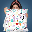 Curly And Zigzag Stripes White Throw Pillow By Ninola Design