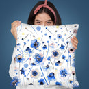 Ink Blue Flowers Degraded Throw Pillow By Ninola Design