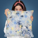 Ink Dust Splatter Blue Throw Pillow By Ninola Design
