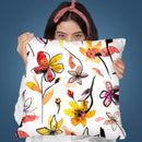 Ink Watercolor Flowers Yellow Throw Pillow By Ninola Design