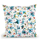 Watercolor Floral Hibiscus Gold Blue Throw Pillow By Ninola Design