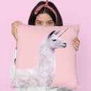 Unicorn Lama Throw Pillow By Paul Fuentes