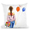 Balloon Girl Throw Pillow By Rongrong