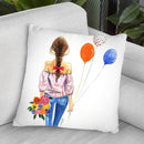 Balloon Girl Throw Pillow By Rongrong
