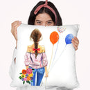 Balloon Girl Throw Pillow By Rongrong