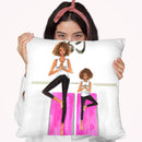 Mom And Daughter Yoga Throw Pillow By Rongrong