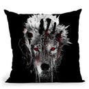 Wolf - Red Eye Throw Pillow By Riza Peker
