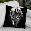 Wolf - Red Eye Throw Pillow By Riza Peker