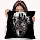 Wolf - Red Eye Throw Pillow By Riza Peker