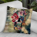 Skull On Old Grunge Throw Pillow By Riza Peker