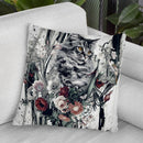 Cat In Flowers Throw Pillow By Riza Peker