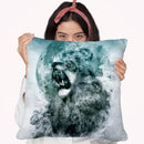 Lion Blue 2 Throw Pillow By Riza Peker