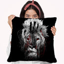 Lion - Red Eye Throw Pillow By Riza Peker