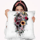 Skull Floral Throw Pillow By Riza Peker