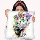 Skull-Parrots2 Throw Pillow By Riza Peker