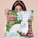 Rabbit In Garden Throw Pillow By Sally B