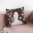 Woman In Rose Garden Throw Pillow By Sally B