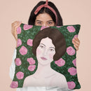 Woman In Rose Garden Throw Pillow By Sally B