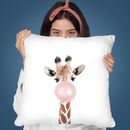 Bubble Gum Giraffe Throw Pillow By Sisi And Seb
