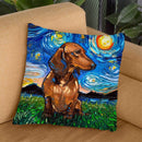 Dachshund Brownorthair Throw Pillow by Aja Trier
