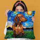 Dachshund Brownorthair Throw Pillow by Aja Trier