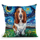 Basset Hound Throw Pillow by Aja Trier