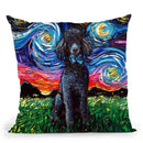 Poodle Black Throw Pillow by Aja Trier