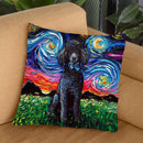 Poodle Black Throw Pillow by Aja Trier