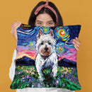 Westie Flowers Throw Pillow by Aja Trier