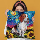 Basset Hound Sunflowers Throw Pillow by Aja Trier