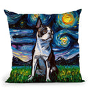 Boston Terrier Ii Throw Pillow by Aja Trier