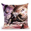 Dog Riding Cheetah In Space Throw Pillow By Skyler Hill