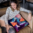 Funny Space Sloth With Pizza Riding On Turtle Throw Pillow By Skyler Hill