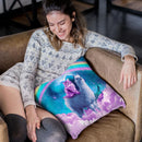 Rainbow Llama - Cat Llama Throw Pillow By Skyler Hill