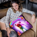 Rainbow Space Pug With Pizza And Doughnut Throw Pillow By Skyler Hill