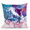 Space Sloth On Unicorn - Sloth Pizza Throw Pillow By Skyler Hill