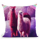 Crazy Funny Rainbow Llama In Space Throw Pillow By Skyler Hill