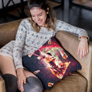Space Cat Eating Pizza - Rainbow Laser Eyes, Burrito Throw Pillow By Skyler Hill