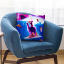 Laser Eyes Space Cat Riding On Surfing Llama Unicorn Throw Pillow By Skyler Hill