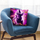 Laser Eyes Space Cat Riding Sloth, Llama - Rainbow Throw Pillow By Skyler Hill