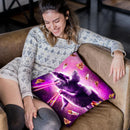 Laser Eyes Space Cat Riding Sloth, Llama - Rainbow Throw Pillow By Skyler Hill