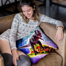 Tyrannosaurus Rex Dinosaur Riding Taco In Space Throw Pillow By Skyler Hill