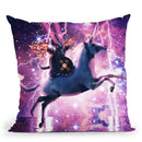 Lazer Warrior Space Cat Riding Unicorn Eating Pizza Throw Pillow By Skyler Hill