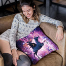 Lazer Warrior Space Cat Riding Unicorn Eating Pizza Throw Pillow By Skyler Hill
