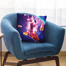 Outer Space Taco Cat - Rainbow Laser Eyes, Burrito Throw Pillow By Skyler Hill