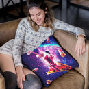 Outer Space Taco Cat - Rainbow Laser Eyes, Burrito Throw Pillow By Skyler Hill