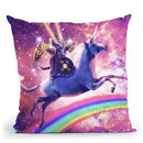 Lazer Warrior Space Cat Riding Unicorn Eating Taco Throw Pillow By Skyler Hill